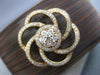 ESTATE LARGE .85CT DIAMOND 18KT GOLD & STAINLESS STEEL 3D FLOWER BANGLE BRACELET