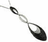 1.02CT WHITE & BLACK DIAMOND 14KT WHITE GOLD TEAR DROP JOURNEY FLOATING PENDANT