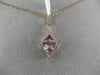 1.13CT DIAMOND & AAA MORGANITE 14KT WHITE & ROSE GOLD TRILLION FILIGREE PENDANT