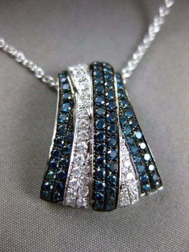 Triangular Blue Diamonds ESTATE 1.06CT WHITE & BLUE DIAMOND 18K WHITE GOLD CRISS CROSS TRIANGUL ...