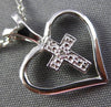 ESTATE DIAMOND 14KT WHITE GOLD 3D CLASSIC OPEN HEART LOVE CROSS FLOATING PENDANT