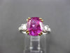 ESTATE 3.73CT DIAMOND & PINK SAPPHIRE 18KT TWO TONE GOLD 3 STONE ENGAGEMENT RING