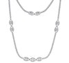 LARGE 10.47CT DIAMOND 18K WHITE GOLD ROUND & BAGUETTE 2 STRAND ETERNITY NECKLACE