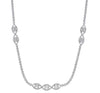 LARGE 10.47CT DIAMOND 18K WHITE GOLD ROUND & BAGUETTE 2 STRAND ETERNITY NECKLACE