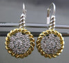 ESTATE LARGE .52CT DIAMOND 14KT WHITE & YELLOW GOLD 3D CIRCULAR CLUSTER EARRINGS