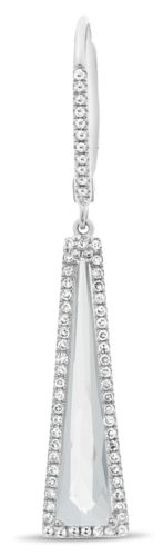 3.07CT DIAMOND & AAA WHITE TOPAZ 14KT WHITE GOLD 3D TRIANGULAR HANGING EARRINGS