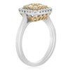 ESTATE .66CT WHITE & FANCY YELLOW DIAMOND 14KT TWO TONE GOLD 3D ANNIVERSARY RING