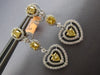 ESTATE LARGE 2.34CT WHITE & FANCY YELLOW DIAMOND 18KT 2 TONE GOLD HEART EARRINGS
