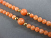 ESTATE EXTRA LONG AAA CORAL 14KT YELLOW GOLD 3D CLASSIC BEAD FUN NECKLACE #26038