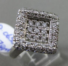 ESTATE WIDE & LARGE .65CT ROUND DIAMOND 18KT WHITE GOLD 3D SQUARE PAVE RING