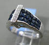 ESTATE WIDE 4.66CT DIAMOND & AAA SAPPHIRE 18KT WHITE GOLD 3D PYRAMID RING
