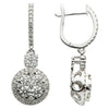 ESTATE 2.17CT DIAMOND 18K 2 TONE GOLD FLOWER CIRCULAR LEVERBACK HANGING EARRINGS