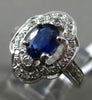 ESTATE WIDE .90CT DIAMOND & SAPPHIRE 14KT WHITE GOLD 3D FLOWER ENGAGEMENT RING