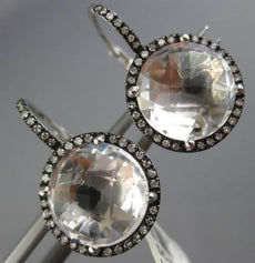 ESTATE MASSIVE 7.0CT CZ 14KT WHITE GOLD 3D ROUND HALO LEVERBACK HANGING EARRINGS
