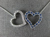 ESTATE 1.26CT DIAMOND & AAA SAPPHIRE 14KT WHITE GOLD DOUBLE HEART LOVE NECKLACE