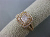 ESTATE LARGE GIA 1.13CT DIAMOND 18KT ROSE GOLD HALO SPLIT SHANK ENGAGEMENT RING