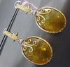 ESTATE 50.06CT DIAMOND & CITRINE 14KT YELLOW GOLD FLEUR DE LIS HANGING EARRINGS