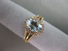 ESTATE 1.40CT DIAMOND & AAA AQUAMARINE 14KT ROSE GOLD OVAL HALO ENGAGEMENT RING