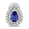 ESTATE 1.3CT DIAMOND & AAA TANZANITE 14K WHITE GOLD TEAR DROP HALO STUD EARRINGS