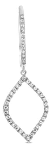 ESTATE .26CT DIAMOND 14K WHITE GOLD 3D OPEN LEAF PAVE LEVERBACK HANGING EARRINGS
