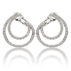 ESTATE LARGE 2.58CT DIAMOND 18KT WHITE GOLD CLASSIC MOON SHAPE HANGING EARRINGS