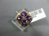 ESTATE 1.17CT DIAMOND & AAA AMETHYST 14KT ROSE GOLD 3D SQUARE FLOWER LOVE RING