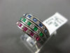 ESTATE WIDE 1.09CT DIAMOND & AAA MULTI GEM 18K WHITE GOLD CLASSIC STACKABLE RING