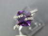 ESTATE 2.34CT DIAMOND & AAA AMETHYST 14KT WHITE GOLD SQUARE CRISS CROSS FUN RING