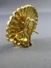ANTIQUE LARGE 1.0CT ROUND DIAMOND 18KT GOLD CLASSIC SHELL EARRINGS E VVS #2241