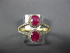 ESTATE WIDE 1.22CT DIAMOND & AAA RUBY 14KT YELLOW GOLD 3D DOUBLE HALO LOVE RING