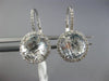 ESTATE LARGE 6.0CT CZ 14KT WHITE GOLD 3D ROUND HALO LEVERBACK HANGING EARRINGS