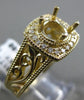 ESTATE LARGE .20CT DIAMOND 14KT YELLOW GOLD FILIGREE SEMI MOUNT ENGAGEMENT RING