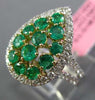 LARGE 1.63CT DIAMOND & AAA EMERALD 18K TWO TONE GOLD PEAR SHAPE CRISS CROSS RING