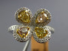 ESTATE WIDE 1.52CT MULTI COLOR DIAMOND 14KT 2 TONE GOLD CLOVER FLOWER LOVE RING