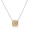ESTATE .58CT WHITE & FANCY YELLOW DIAMOND 18KT TWO TONE GOLD 3D SQUARE NECKLACE