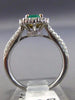 WIDE 1.56CT DIAMOND & EMERALD 14K TWO TONE GOLD HALO OVAL SQUARE ENGAGEMENT RING