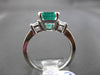 ESTATE 2.01CT DIAMOND & EMERALD 14KT WHITE GOLD 3 STONE SQUARE ENGAGEMENT RING