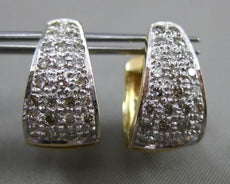 ESTATE .54CT DIAMOND 14K TWO TONE GOLD 3D ELONGATED DOUBLE SIDED HUGGIE EARRINGS