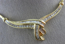 ANTIQUE 1.15CT ROUND & BAGUETTE DIAMOND 14KT YELLOW GOLD TWIST NECKLACE #21580