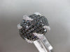 ESTATE LARGE 2.95CT WHITE & BLACK DIAMOND 14KT WHITE GOLD 3D LEAF CLUSTER RING