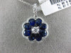 ESTATE LARGE 2.30CT DIAMOND & AAA SAPPHIRE 18K WHITE GOLD FLOWER CLASSIC PENDANT