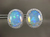 LARGE 7.82CT DIAMOND & AAA OPAL 14KT YELLOW GOLD CLASSIC OVAL HALO STUD EARRINGS