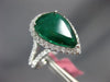 ESTATE EXTRA LARGE 6.27CT DIAMOND & AAA EMERALD 18KT WHITE GOLD ENGAGEMENT RING