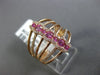 ESTATE WIDE .67CT DIAMOND & AAA PINK SAPPHIRE 14KT ROSE GOLD MULTI ROW WAVE RING