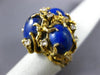 ANTIQUE EXTRA LARGE .36CT DIAMOND & AAA LAPIS 14K YELLOW GOLD 3D NUGGET FUN RING