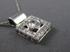 ESTATE .16CT ROUND DIAMOND 14KT WHITE GOLD SOLITAIRE SQUARE HALO PENDANT #19530
