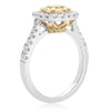 ESTATE .85CT WHITE & FANCY YELLOW DIAMOND 14KT WHITE GOLD ROUND ANNIVERSARY RING