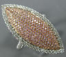 ESTATE LARGE 1.0CT WHITE & PINK DIAMOND 18K WHITE & ROSE GOLD MARQUISE HALO RING