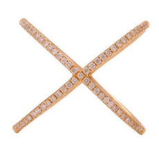 ESTATE .15CT ROUND CUT DIAMOND 18KT ROSE GOLD 3D CLASSIC X LOVE FUN RING
