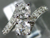 ESTATE LARGE 1.50CT ROUND DIAMOND 14KT WHITE GOLD 2 STONE CRISS CROSS LOVE RING